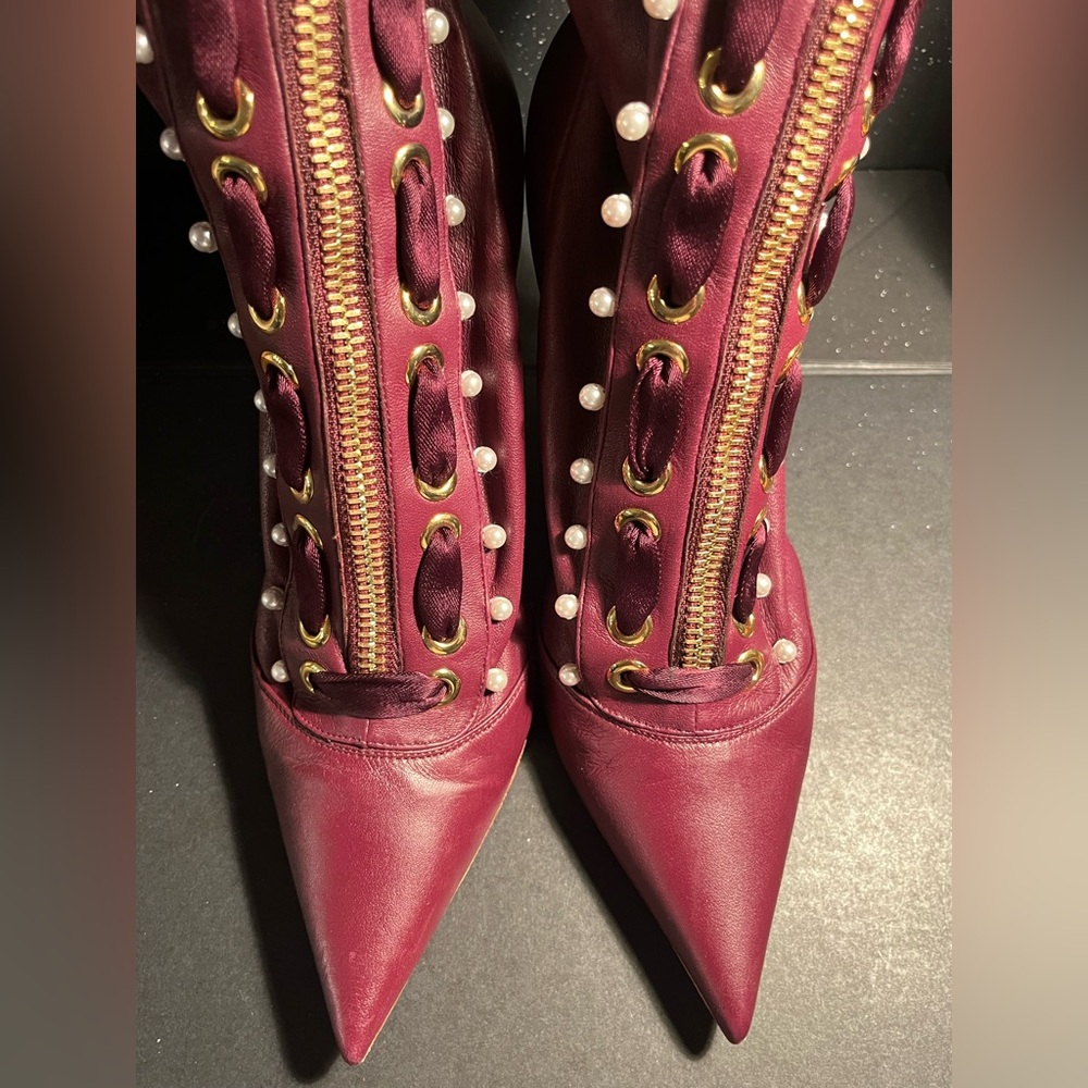 ALTUZARRA  Burgundy Women's Leather Ankle boots ! Size 39 1/2 - Picture 4 of 8